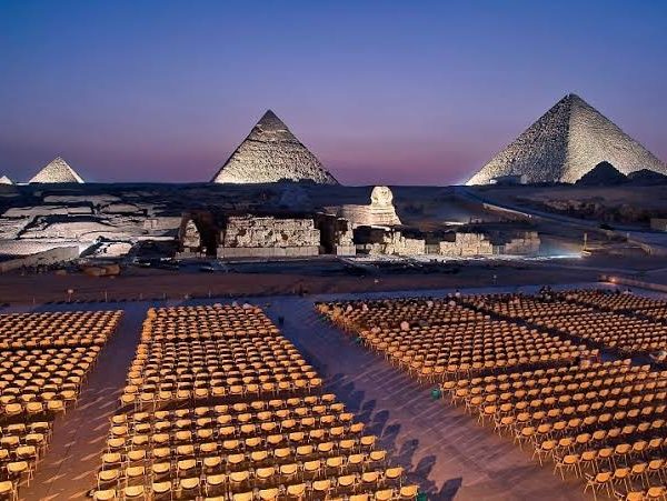 Sound and light show at pyramids area.